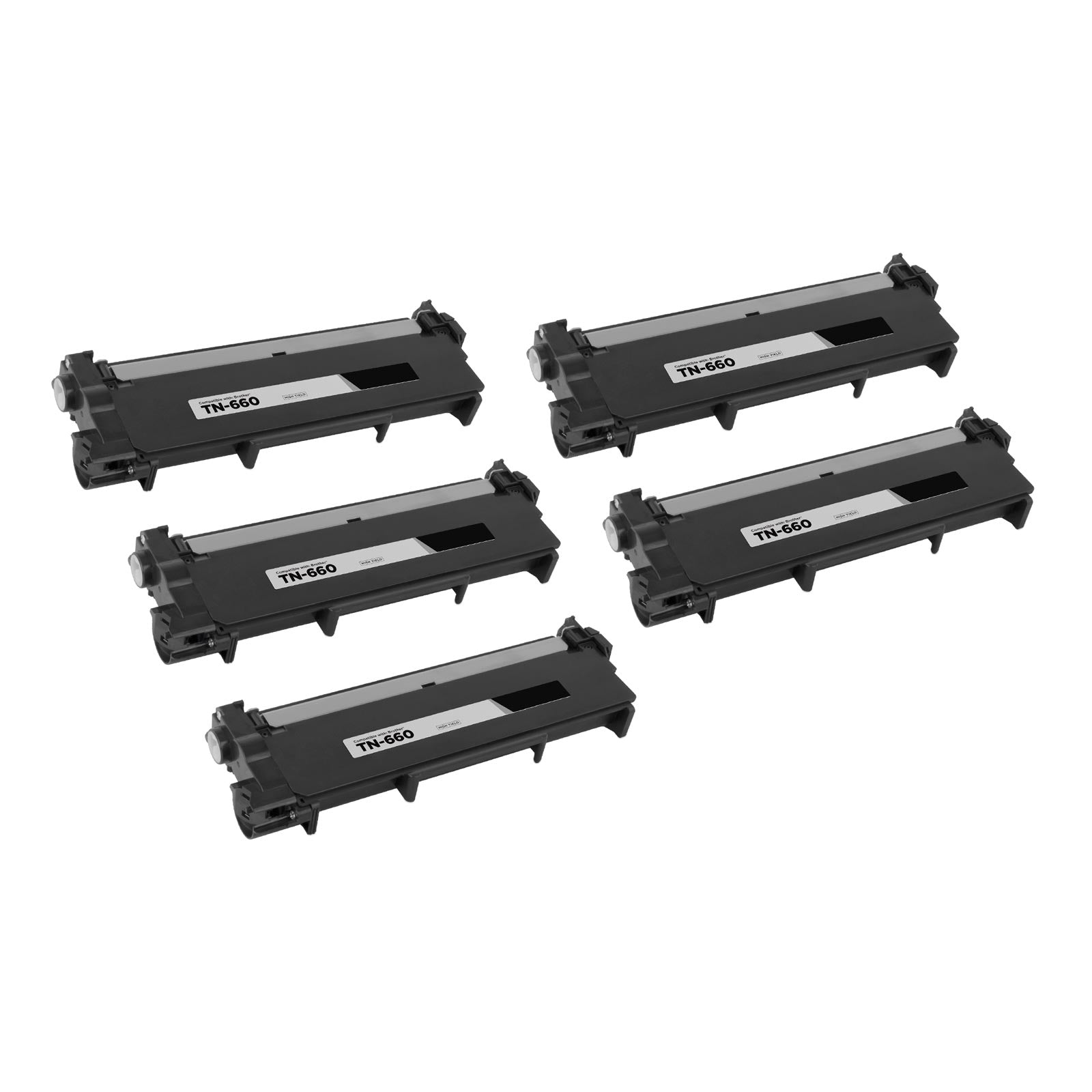 Set of 5 Compatible Brother TN660 Black Toner Cartridges