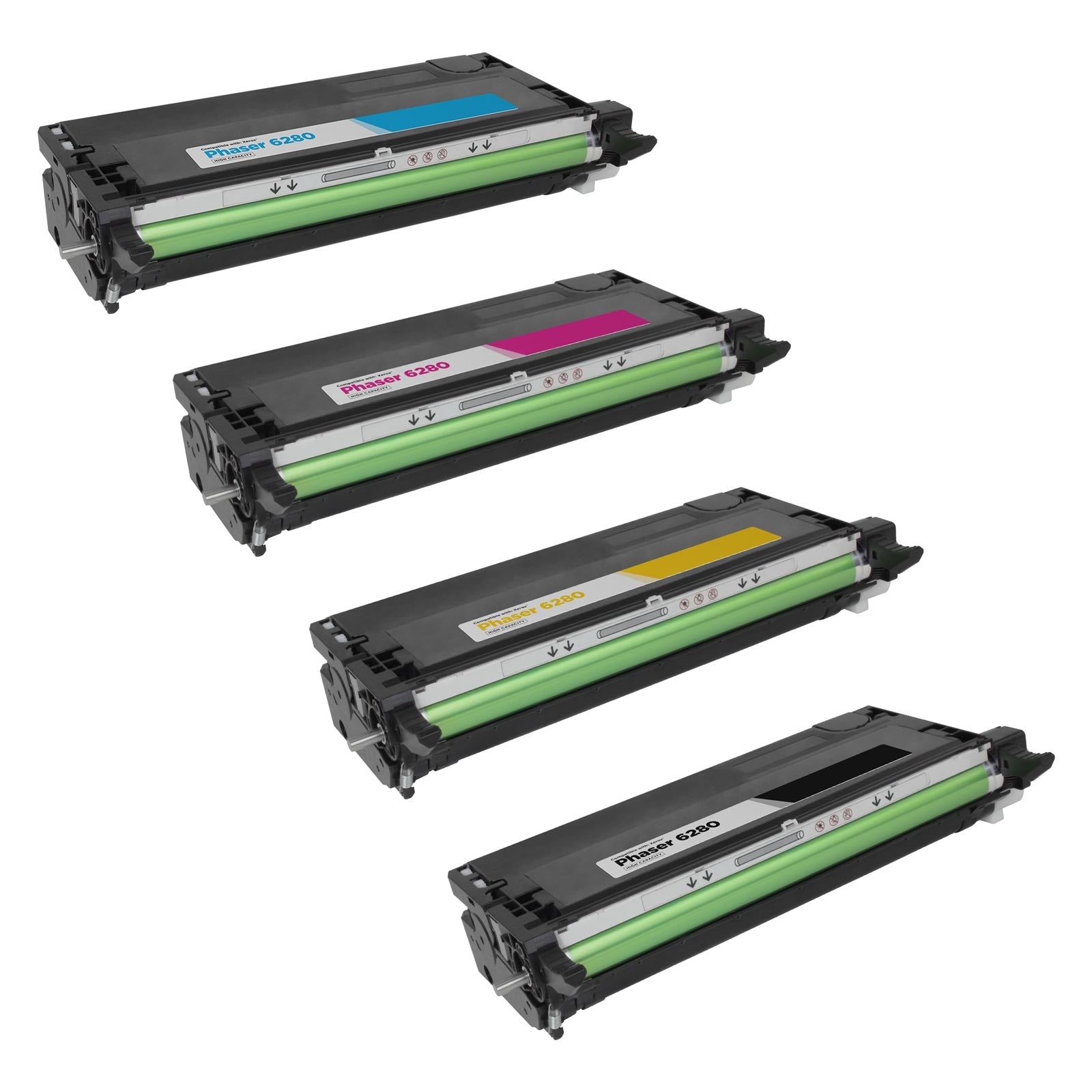 Set of 4 Compatible Xerox 106R01395 Black, 106R01392 Cyan, 106R01393 Magenta, 106R01394 Yellow High Capacity Toners (12,900 Pages)