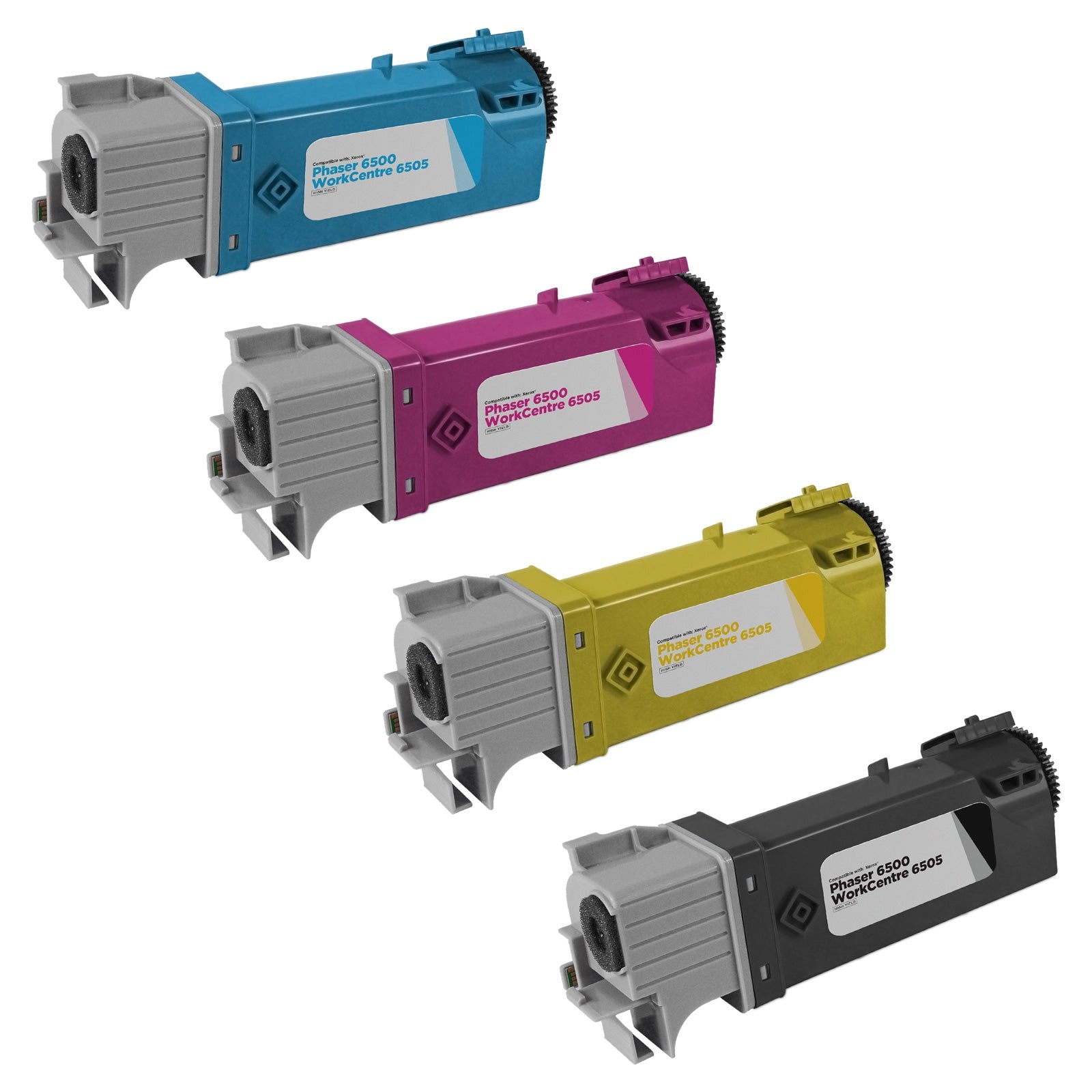 Set of 4 Compatible Xerox 106R01597 Black, 106R01594 Cyan, 106R01595 Magenta, 106R01596 Yellow Toner Cartridge (5,500 Pages)