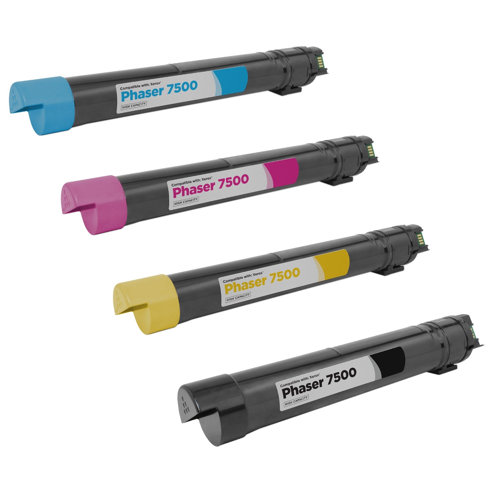 Set of 4 Remanufactured Xerox 106R01439 Black, 106R01436 Cyan, 106R01437 Magenta, 106R01438 Yellow High Capacity Toners (37,600 Pages)