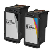 Set of 2 Reman Canon PG-245XL/CL-246XL High Yield Ink Cartridges (Black, Color)