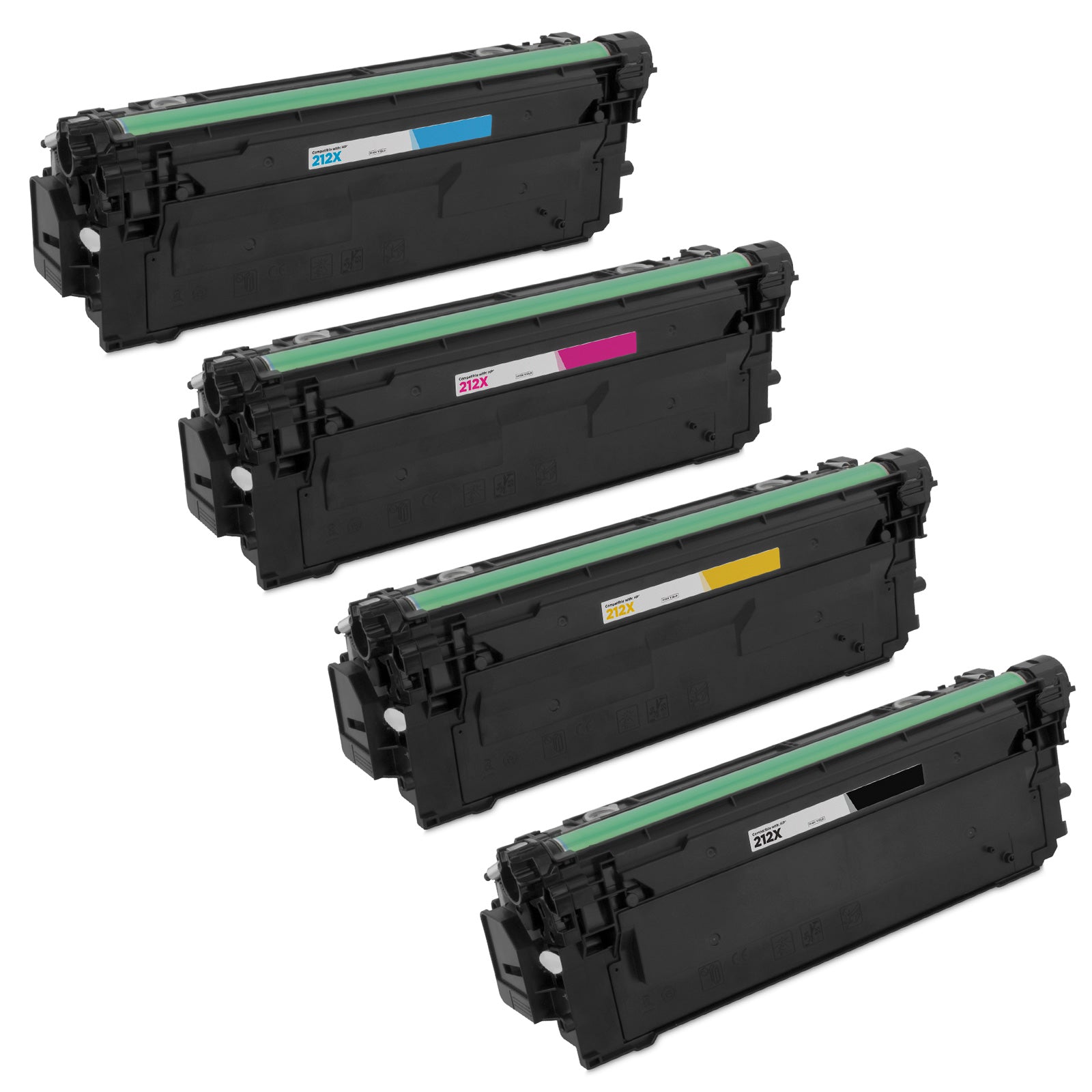 Set of 4 Compatible HP 212X High Yield Toner Cartridges (Black, Cyan, Magenta, Yellow)