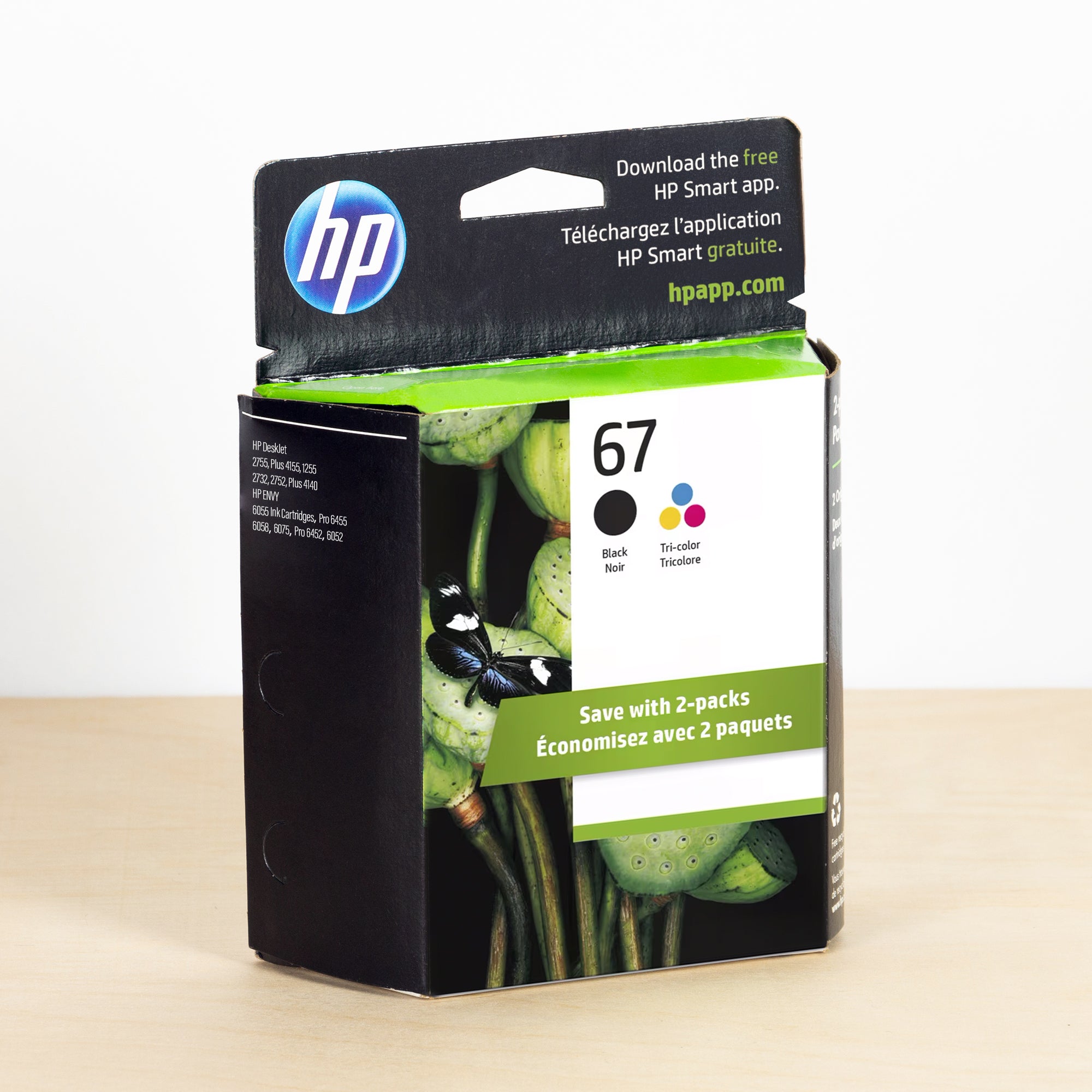 HP 67 2-pack Black/Tri-color Original 3YP29AN Ink Cartridge ...