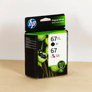 OEM HP 67XL/67 Black High Yield and Tri-Color Ink Cartridge 2-Pack (340 Pages)