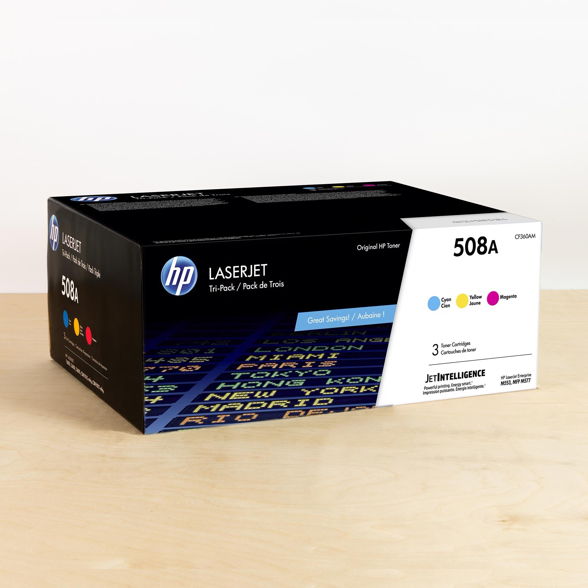 OEM HP 508A 3-pack Cyan, Magenta, Yellow Toner Cartridges