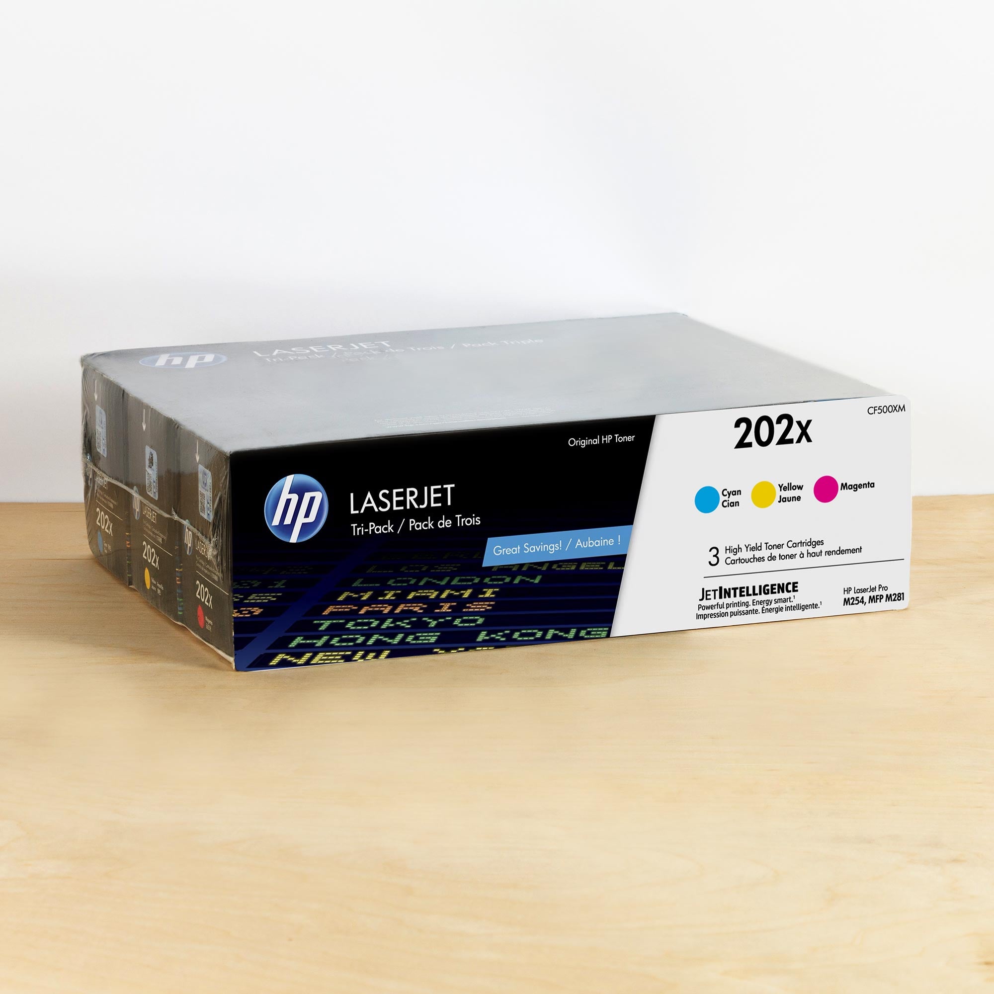 OEM HP 202X 3-pack High Yield C/M/Y Toner Cartridges (2,500 Pages)
