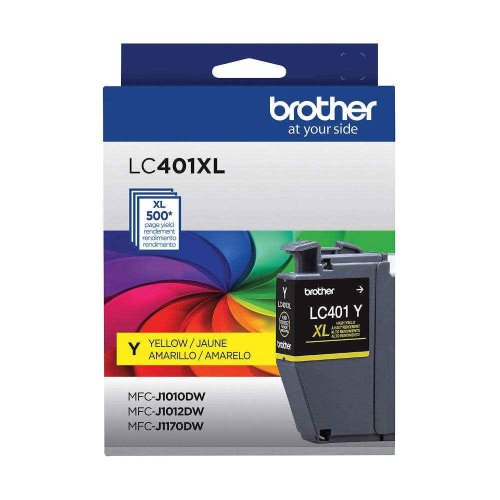 OEM Brother LC401XLY High Yield Yellow Ink Cartridge (500 Pages)