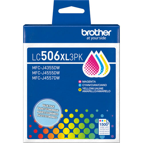 OEM Brother LC506XL3PK High Yield Ink Cartridge Set of 3 (Cyan, Magenta, Yellow)