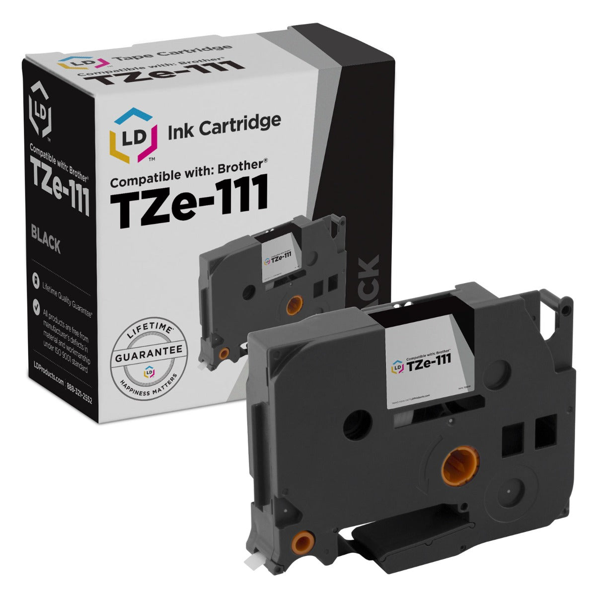 Compatible Brother TZe111 Black on Clear Tape - 0.23 in x 26.2 ft (6 mm x 8 m)