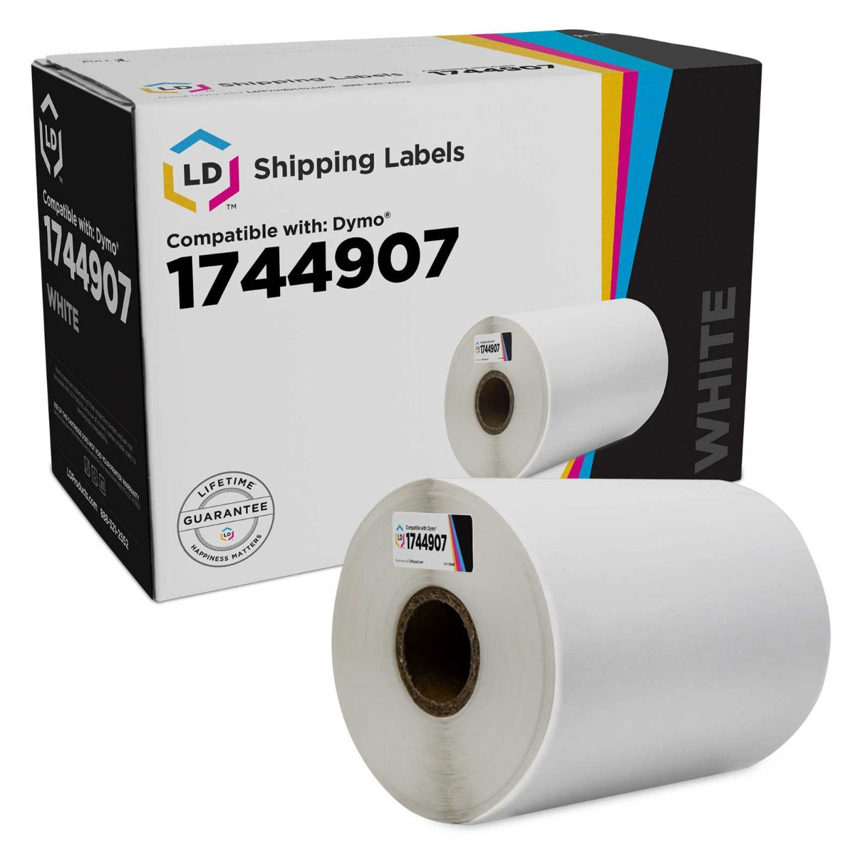 Compatible Dymo 1744907 Black on White Label Tape