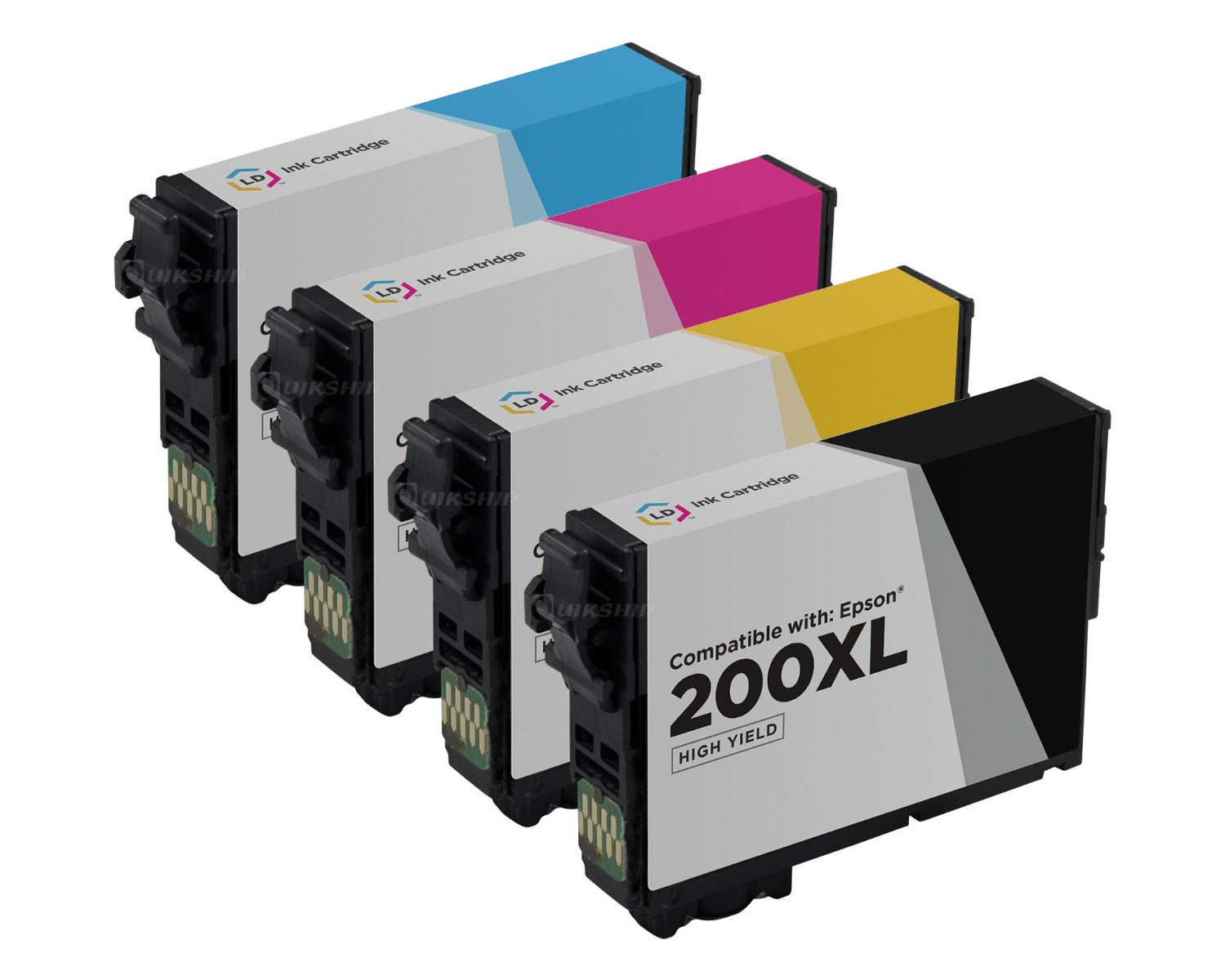 Set of 4 Remanufactured Epson T200XL High Yield Ink Cartridge (Black, Cyan, Magenta, Yellow)